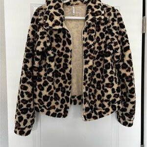 Z Supply Leopard Print Teddy Jacket